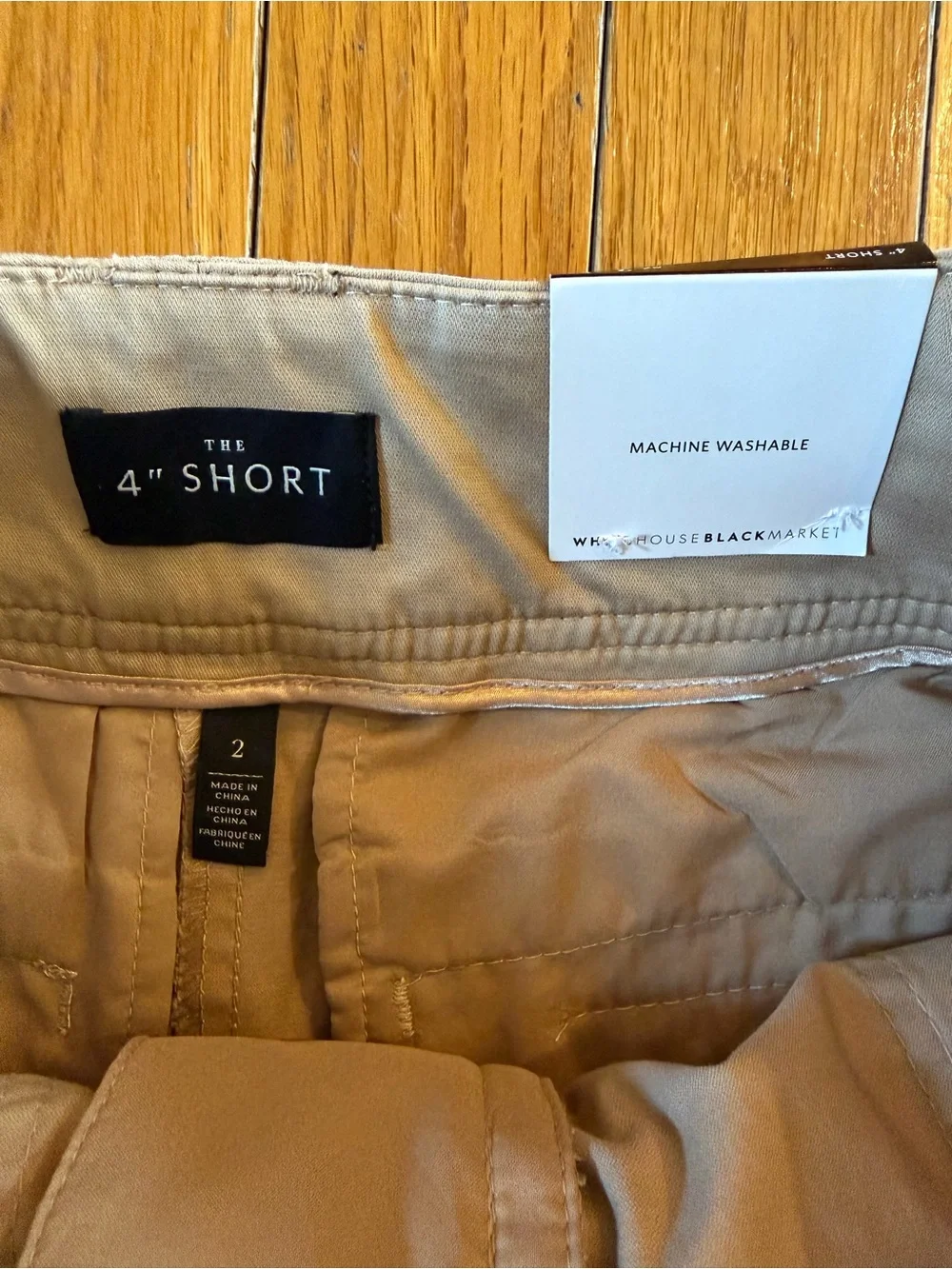 NEW White House Black Market High-Waist Tie-Belt 4" Shorts Womens Sz 2 Tan Beige - Picture 3 of 6